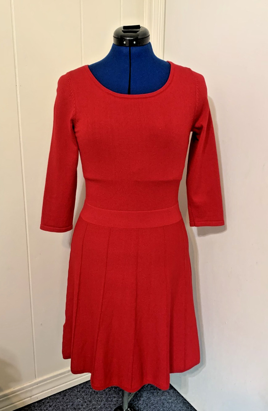 Ann Taylor Womens Sweater Dress Size M Red Cable Knit Holiday Christmas Career